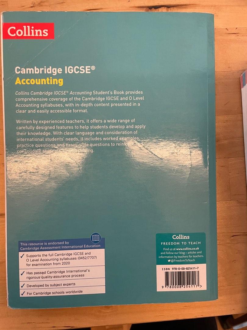 IGCSE Accounting Collins Cambridge student book textbook, Hobbies