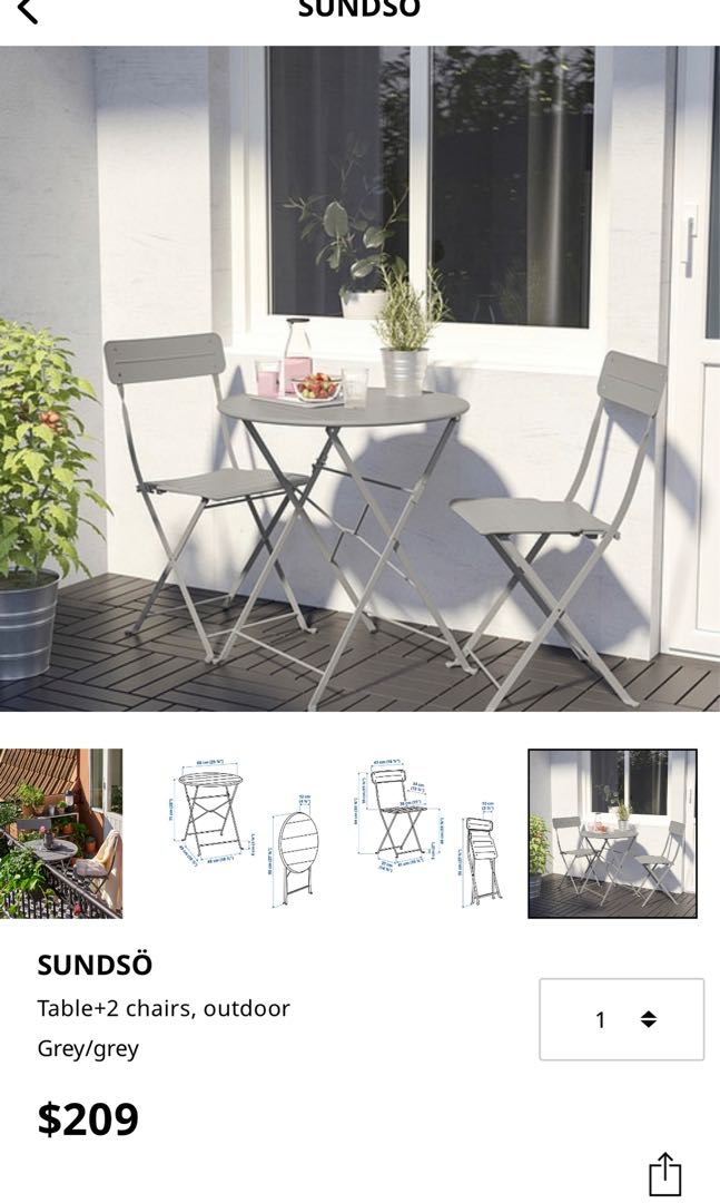 IKEA Outdoor Table Set with Chair, Furniture & Home Living, Outdoor ...