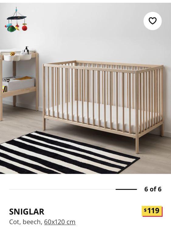 IKEA SNIGLAR Baby cot 60x120cm, Babies & Kids, Baby Nursery & Kids