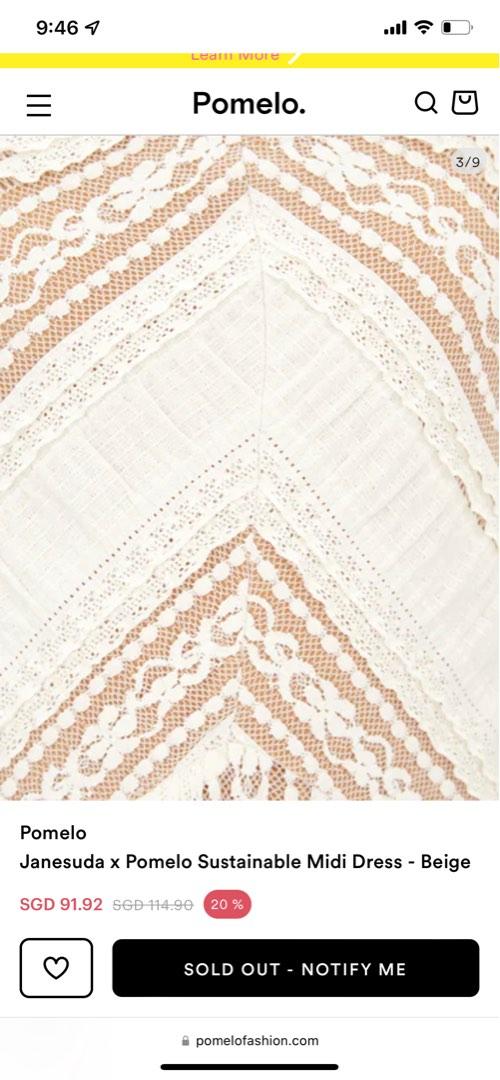 Janesuda x Pomelo Sustainable Midi Dress Beige, Women's Fashion