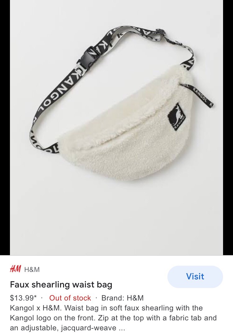 Kangol x H&M fuzzy waist bag, Luxury, Bags & Wallets on Carousell