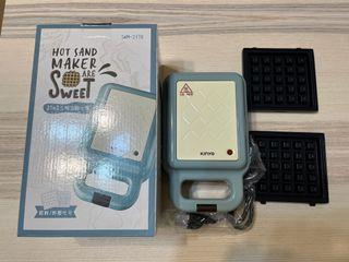 （全新）KINYO SWM-2378  2 in 1三明治點心機 (藍）附鬆餅及熱壓吐司烤盤