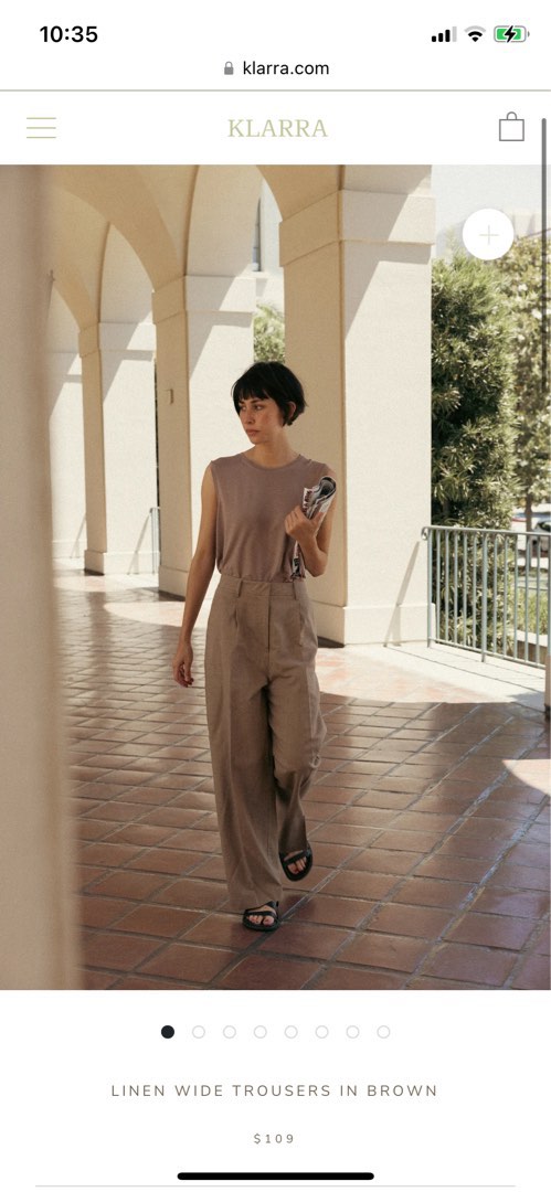 Linen Wide Trousers in Brown – KLARRA