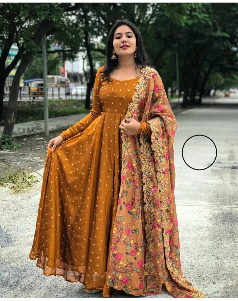 Fancy Long Gown With Dupatta