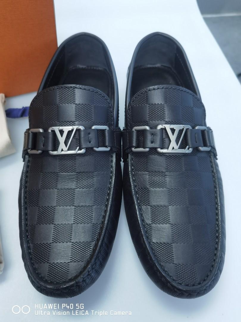 Louis Vuitton Black Damier Infini Leather Hockenheim Slip On Loafers Size  44 Louis Vuitton