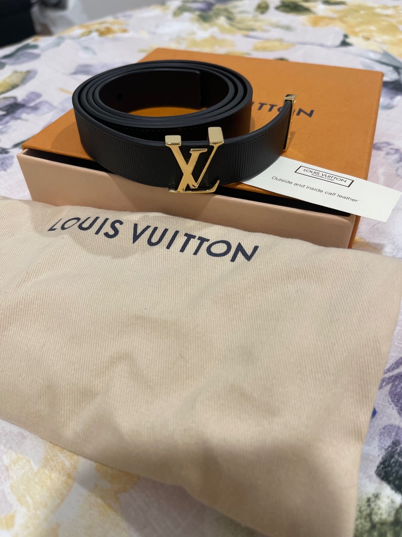 Louis Vuitton LV Initiales 20mm Black Calf. Size 80 cm