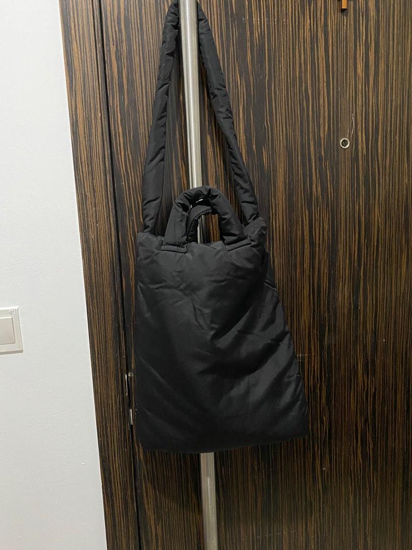 Mango quilted tote bag in black