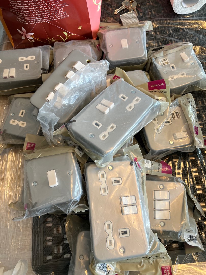 Metal Clad Power Sockets & Switches x 14, TV & Home Appliances ...