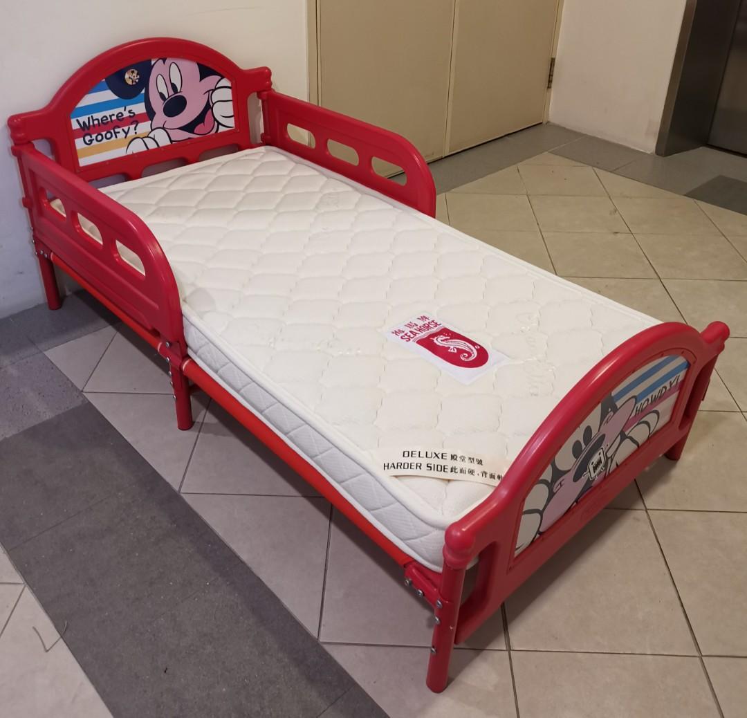 Mickey Mouse Kid Bed Frame with Mattress, Furniture & Home Living