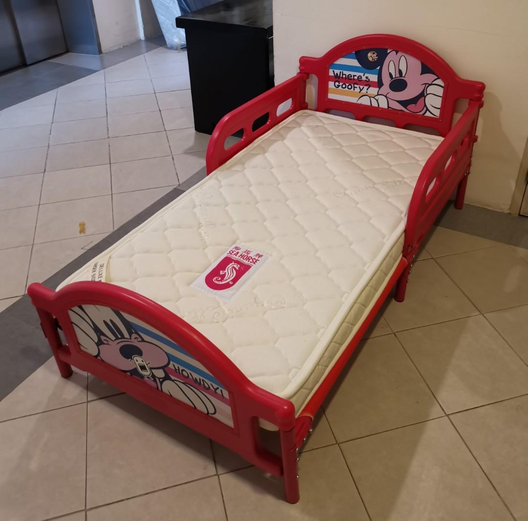 Mickey Mouse Kid Bed Frame with Mattress, Furniture & Home Living