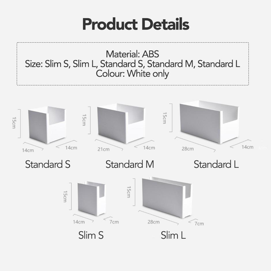 Modular Stackable Storage Sorting Containers (Category: Shelves, Cabinets & Racks) located in Singapore. Submitted by mickysells (Listing ID 1183651651, Image 2). Description: Options : Slim S : $11.00 Slim L : $14.00 Standard S: $14.00 Standard M : $15.00 Standard L :$16.00 Features:- - Multipurpose, customizable minimalist storage containers that can be used literally anywhere at home! Mix & match different sizes to suit your needs. Perfect for