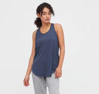 Navy Blue AIRism Racer Back Tank Top - Activewear from Uniqlo
