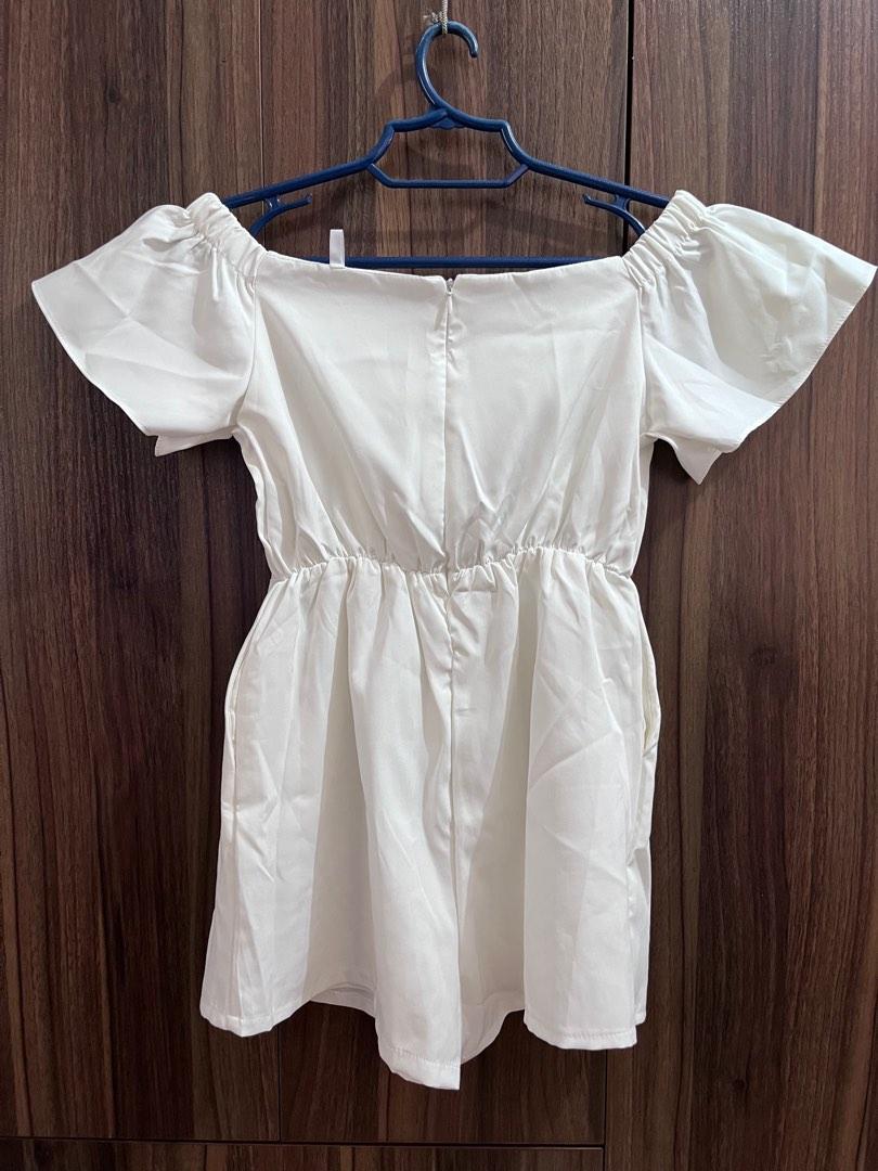 Off shoulder Romper (Category: Rompers) located in General Trias. Submitted by ClosetCleanup (Listing ID 1183565964, Image 2). Description: Used once for a photoshoot. Check photo for flaws - dirt marks from being kept in the cabinet for a long time. Can be removed when washed. Off white. Comfy fabric. Fully lined. Perfect for beach trips or sunny dates.🙂 RFS: Decluttering.