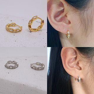 On Trend Diamante Marquise Linked Huggie Earrings