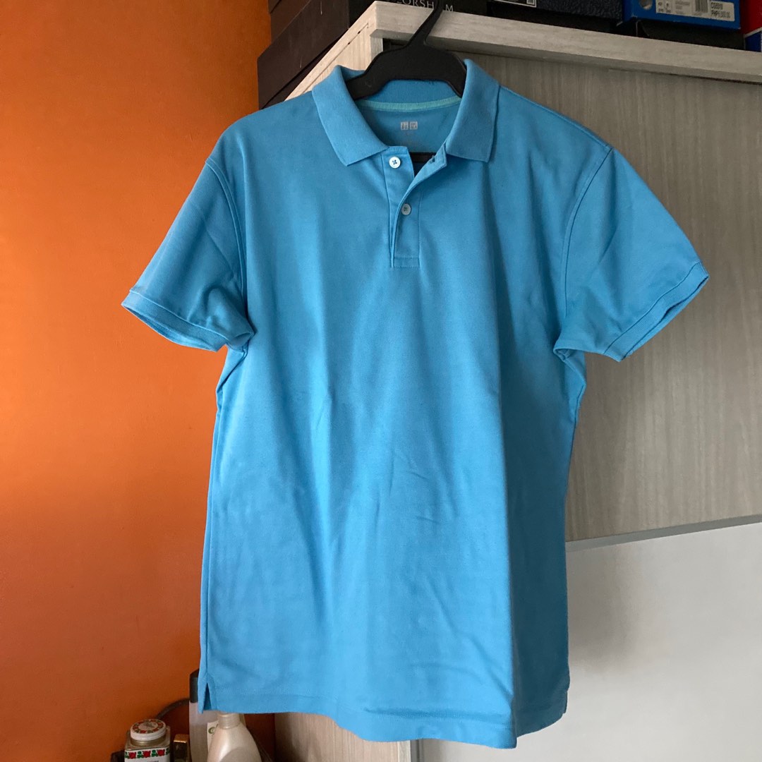 Original Uniqlo Baby Blue Polo Shirt, Men's Fashion, Tops & Sets