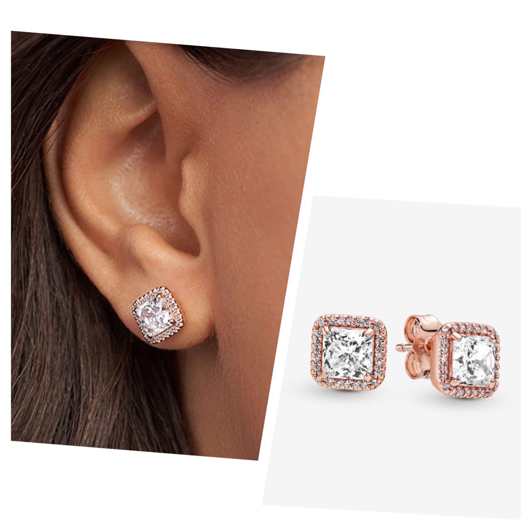 Pandora rose stud earrings with clear cubic zirconia online