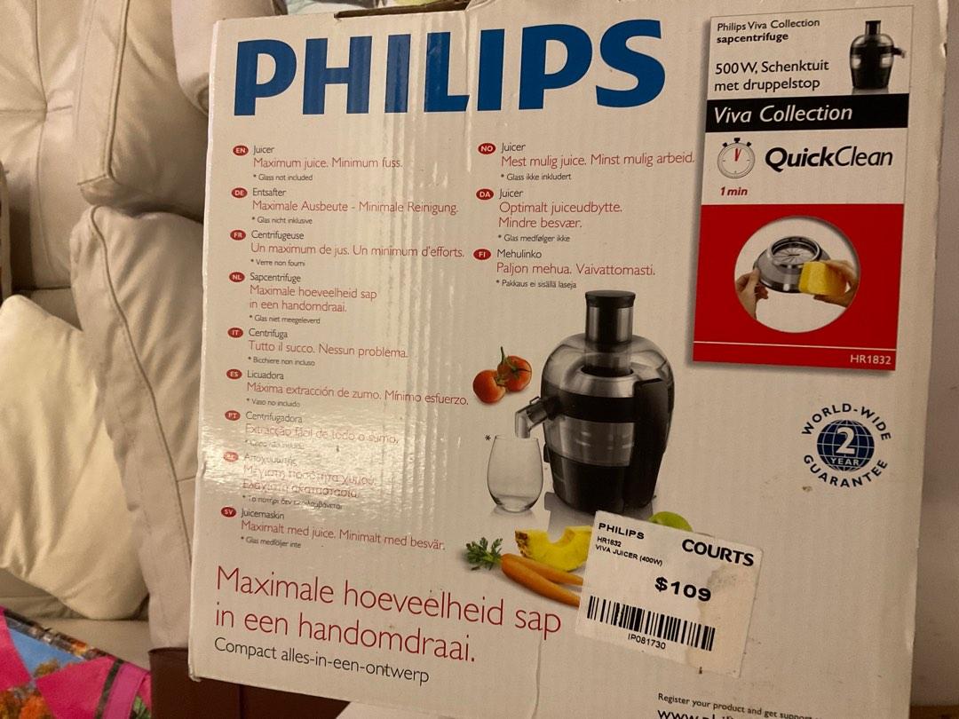 Philips 400W VIVA JUICER (HR183200), TV & Home Appliances, Kitchen