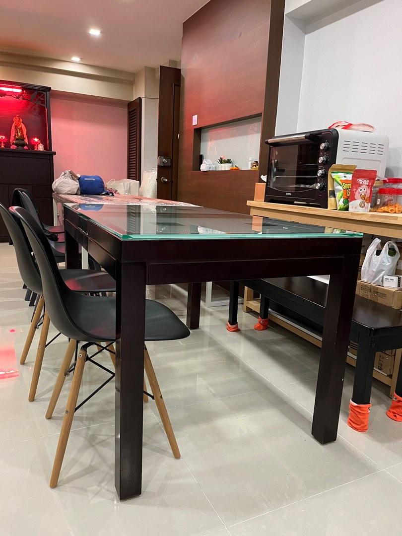 Preloved dining set (bench,chairs and table), Furniture & Home Living