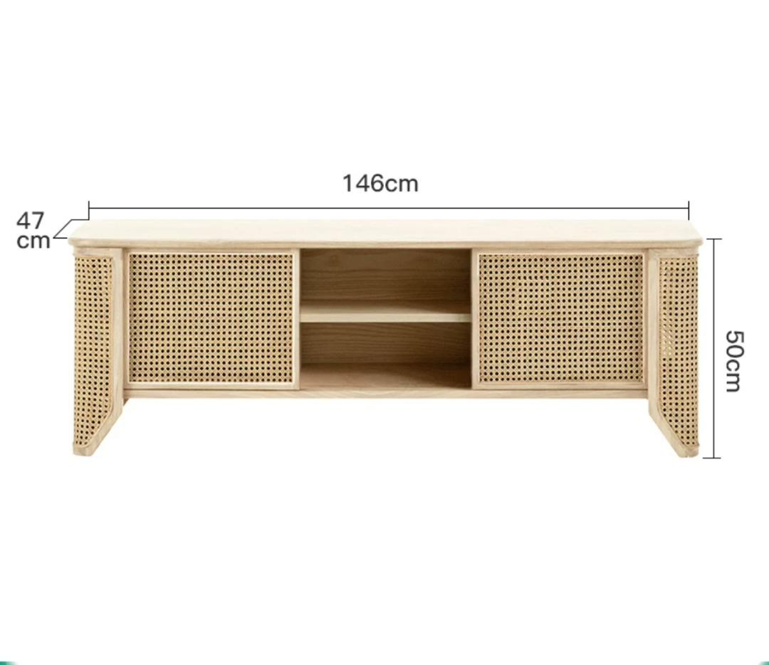 Presley Rattan Media Console TV Stand, 傢俬＆家居, 傢俬, 書櫃、櫃子及架 on Carousell