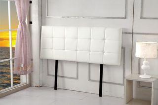 PU Leather Queen Bed Deluxe Headboard Bedhead – White