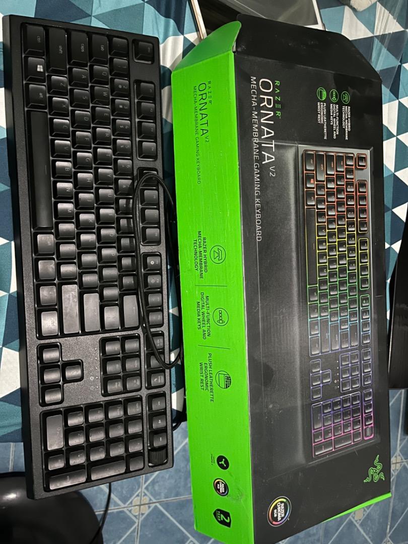 Hybrid mechanical keyboard Razer ornata v2 (Category: Computer Keyboard) located in Cavite. Submitted by dyndavid (Listing ID 1183576000, Image 1). Description: Razer Ornata V2 Clicky membrane-mechanical keyboard hybrid Seldom used, gathering dust Needs slight cleaning Arm/wrist rest not used, basically new Bought from data blitz september 6,2020, with receipt, box, inclusions etc No scratches on keyboard Synapse recognized Volume knob is faulty.