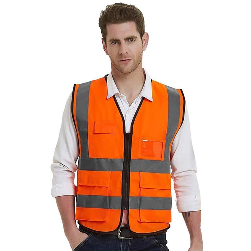 Reflectorized Safety Vest with Three Pockets and Zipper, Men's Fashion, Tops & Sets, Vests on