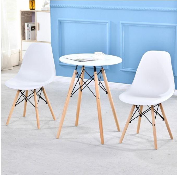 Scandinavian Round Coffee Dining Table (Category: Tables & Sets) located in Caloocan City. Submitted by psl_enterprise (Listing ID 1183512619, Image 3). Description: Scandinavian round coffee dining table Size: 60cm x 72cm (diameter x height) Color: White Material: Wood with steel frame and beech wood legs Ikea.