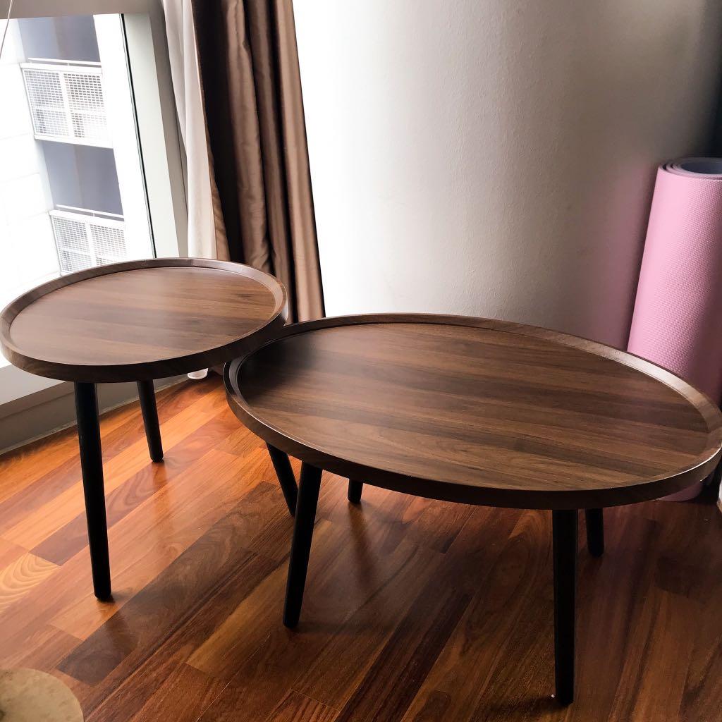 set of two round coffee tables