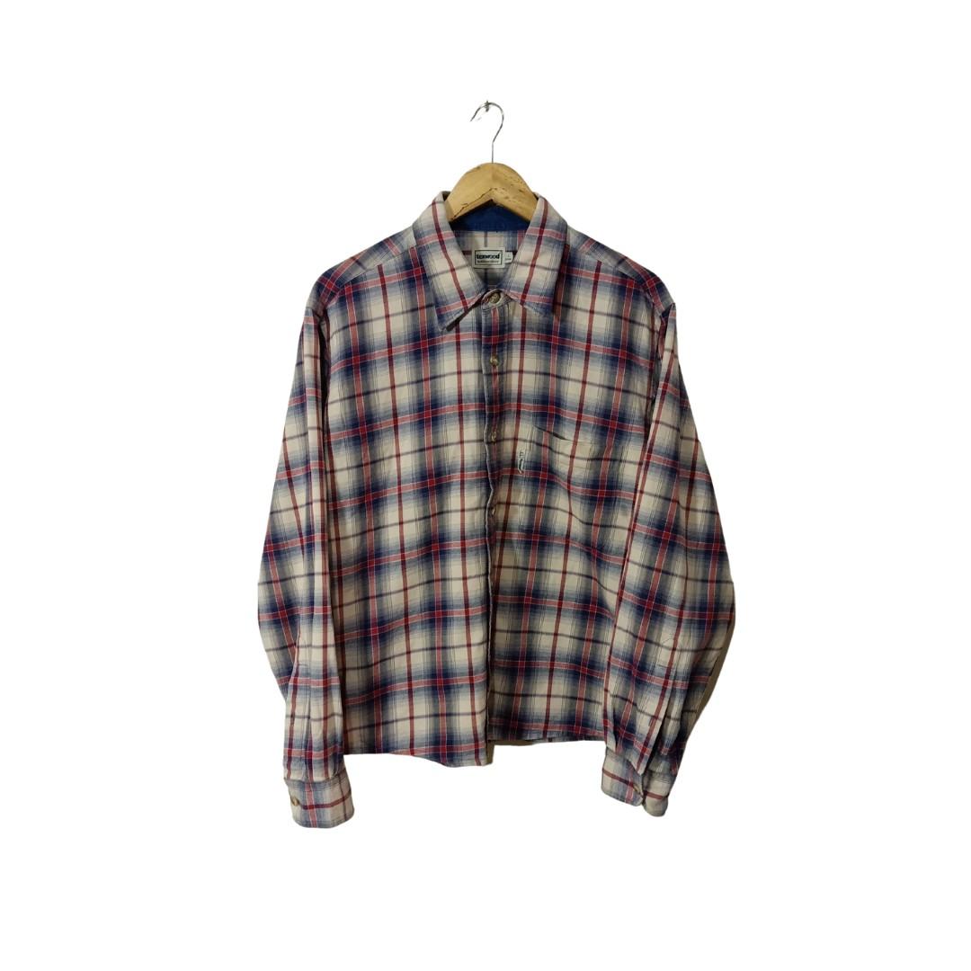 $110 Vintage Italia Plaid Long-Sleeve Woven Shirt，GRAY/Black/Red