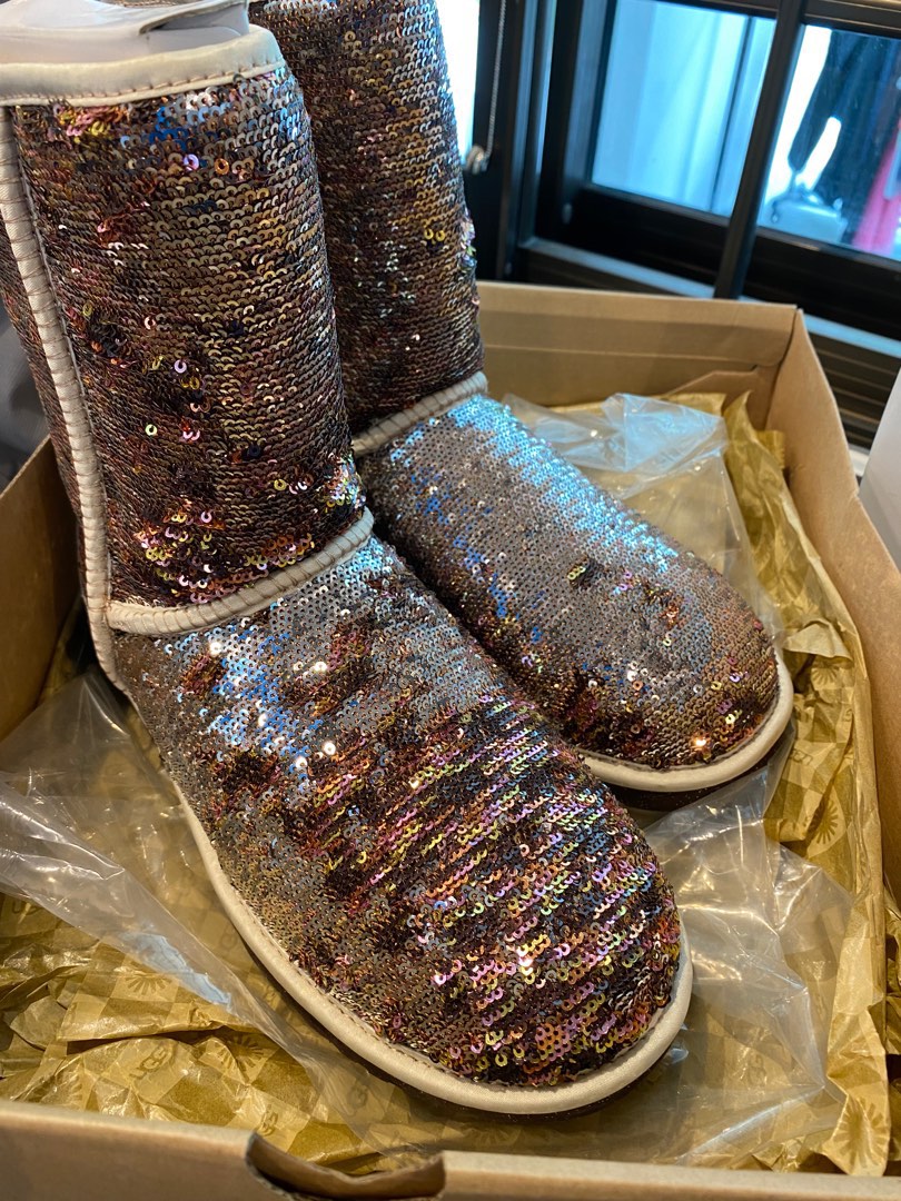 UGG, Shoes, Ugg Classic Short Sequin Bling Sparkle Boots Size 8 9 New