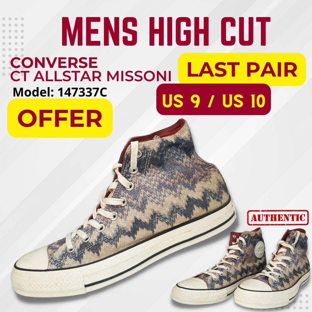 US 9 10 CONVERSE CT ALLSTAR MISSONI MENS HIGH CUT SNEAKERS SHOES FOOTWEAR FASHION