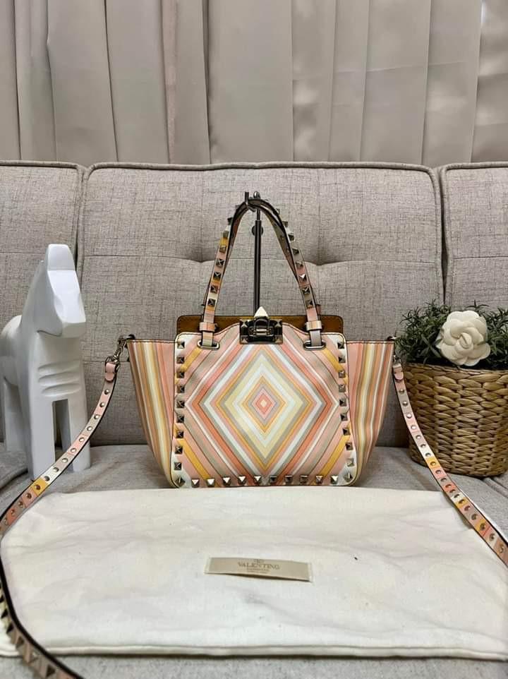 Valentino Native Couture Print Leather Rockstud Luxury Bags