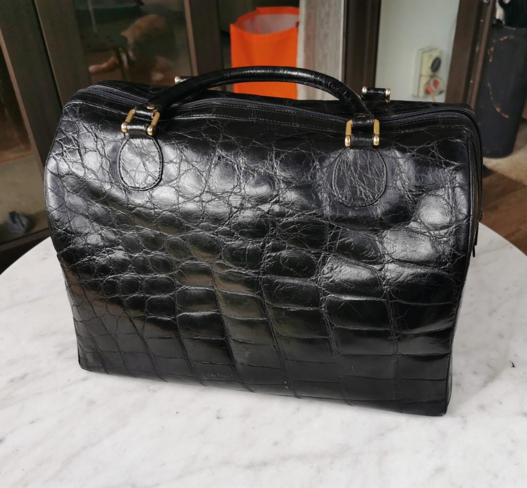 Vintage Genuine Crocodile Leather Overnight Travel Bag, Women's Fashion ...