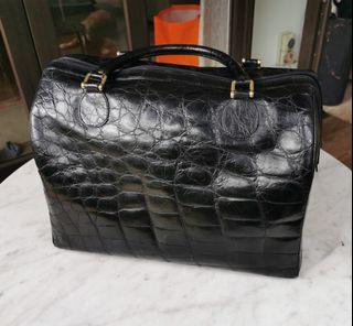 Vintage Genuine Crocodile Leather Overnight Travel Bag