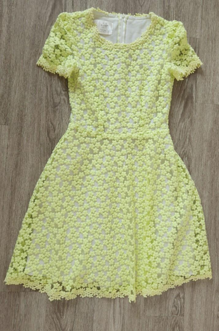 Yellow one side flowers dress