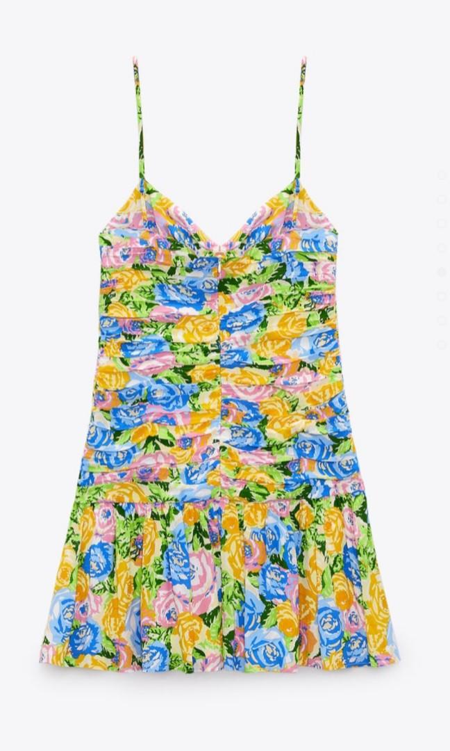 Zara floral draped dress, Women's Fashion, Dresses & Sets, Dresses on