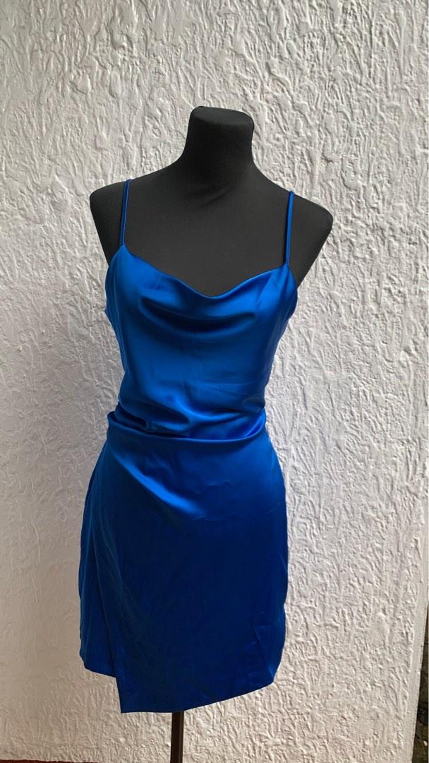 blue zara satin dress ZAPAKA Women Sparkly Royal Blue Long Prom Dress Mermaid Spaghetti Straps Corset Beaded Satin Evening Dress with Slit, Burgundy / US4 main image 0