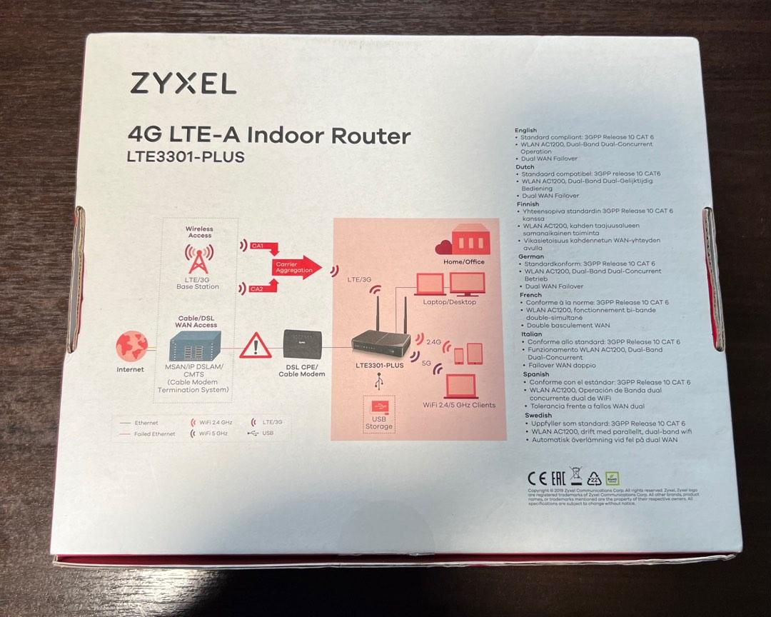 Zyxel 4G Lte-A Indoor Router Lte3301-Plus, Computers & Tech, Parts &  Accessories, Networking On Carousell