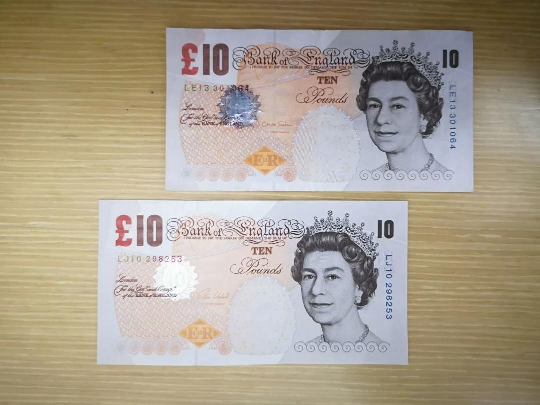 英鎊-舊版英女皇紙幣-£10, 興趣及遊戲, 收藏品及紀念品, 錢幣- Carousell