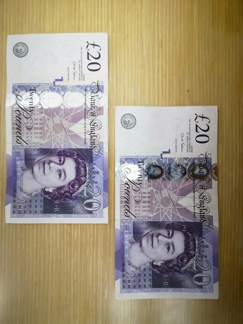 英鎊-舊版紙幣-£20, 興趣及遊戲, 收藏品及紀念品, 錢幣- Carousell