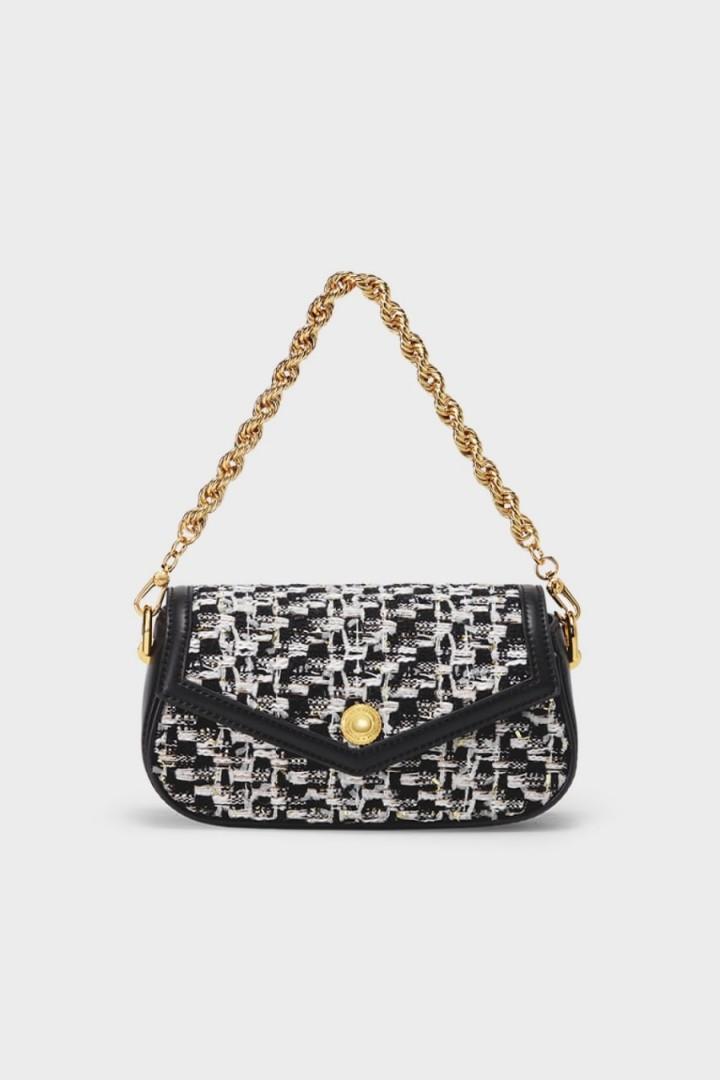Charles and keith 2025 black and white bag