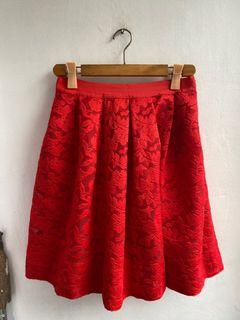 Authentic sandro red lace skirt