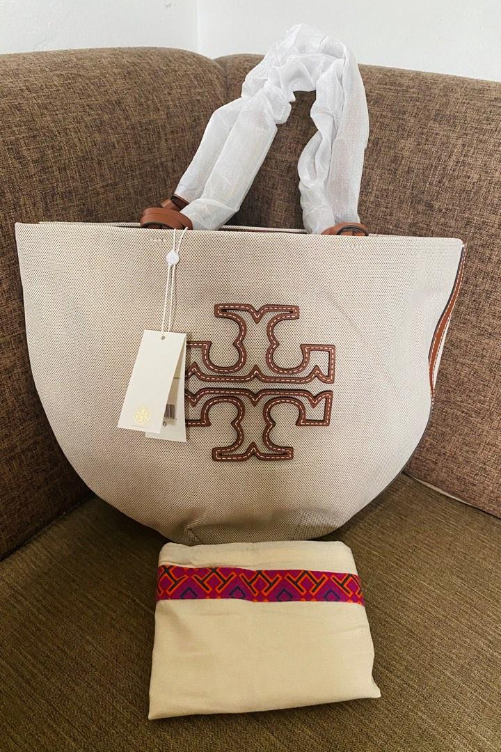 Authentic Tory Burch Small Canvas Round Tote, Luxury, Bags & Wallets on  Carousell