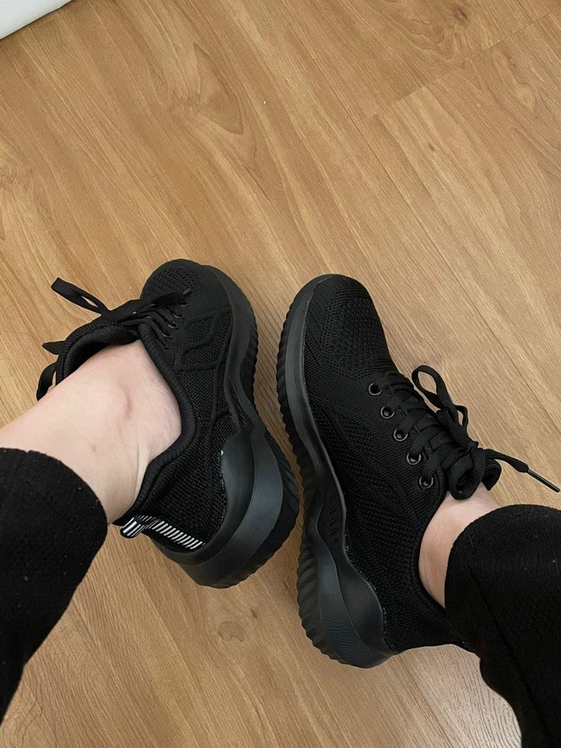 black covered shoes