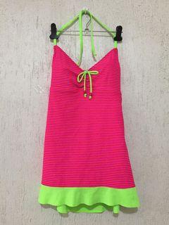 Brand New PINK STRIPED SWIMSUIT DRESS - Size 8 Medium Swim Dress