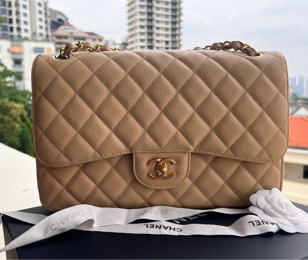 Chanel jumbo beige Clair double flap, Luxury, Bags & Wallets on