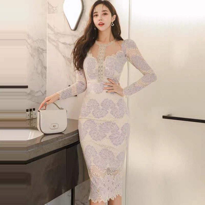 Classy lace dress purple