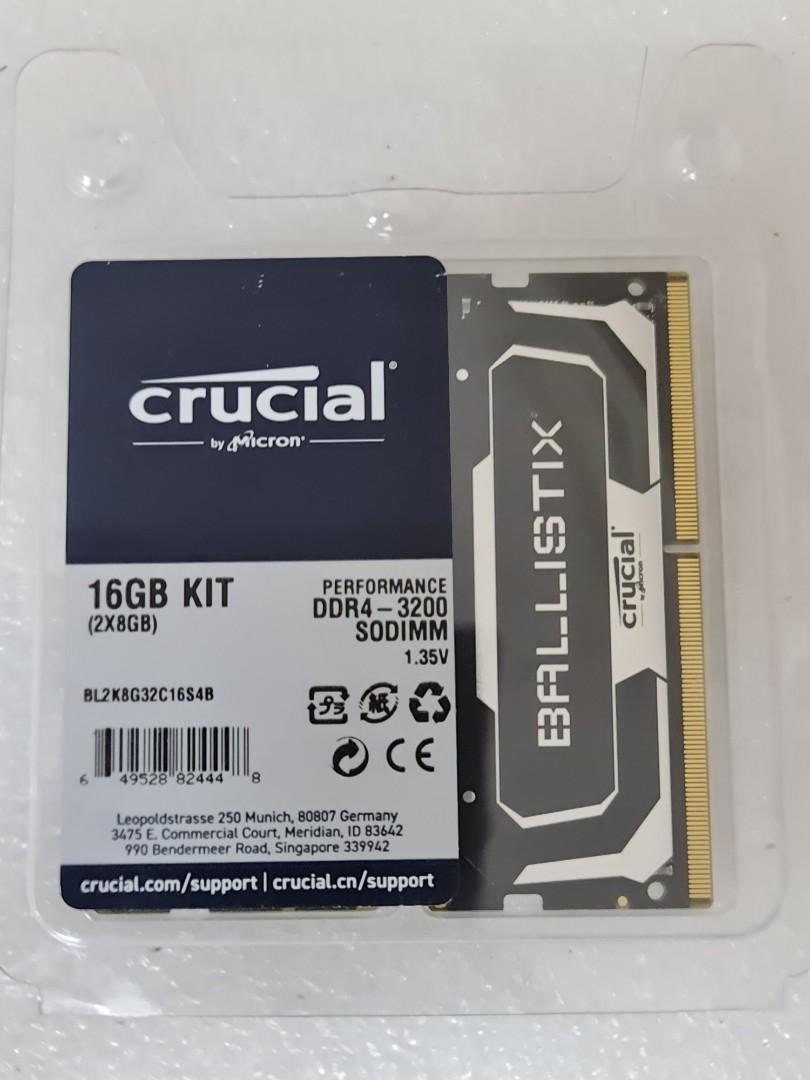 Crucial Ballistix 16GB(8x2) 3200Mhz Performance DDR4 Laptop RAM ...