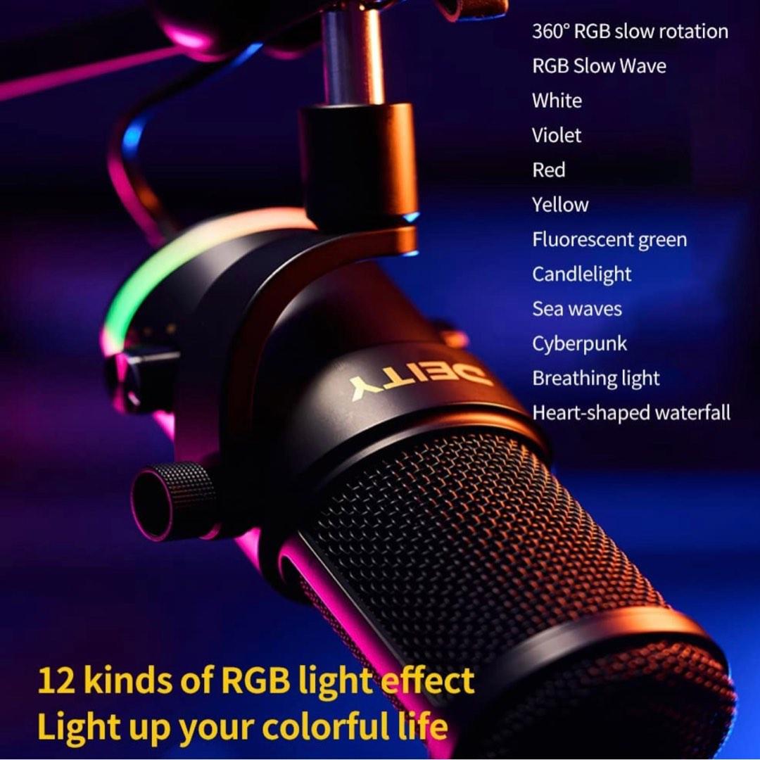 Conference　Live　DEITY　Laptop　Arm　Audio,　Mic　with　Dynamic　USB　Kit　Phones　Xbox　Broadcast,　for　VO-7U　Broadcast　Microphones　PS5　Microphone　RGB　USB　Effect　Lighting　on　Carousell　Boom　Stream
