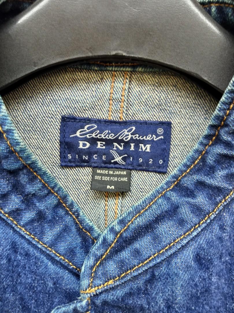 Eddie Bauer Chore Denim Jacket Mens M fit XL Made in Japan